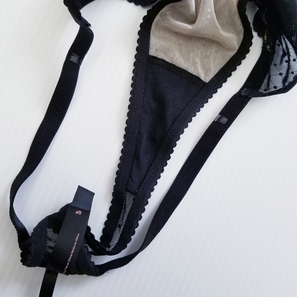 VICTORIA'S SECRET Very Sexy Black Mesh Heart Rhinestones Teddy Size Small - Picture 15 of 16